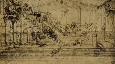 Study of Perspective, Drawing by Leonardo da Vinci by Leonardo da Vinci